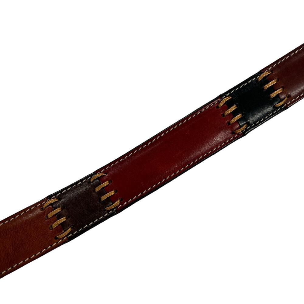 Fossil Leather Multicolor Patchwork Stitched Belt… - image 4